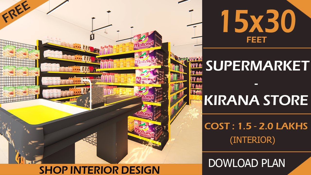 15X30 Grocery Shop | Modern Kirana Shop Interior Design Idea | Small Supermarket Interior Cost