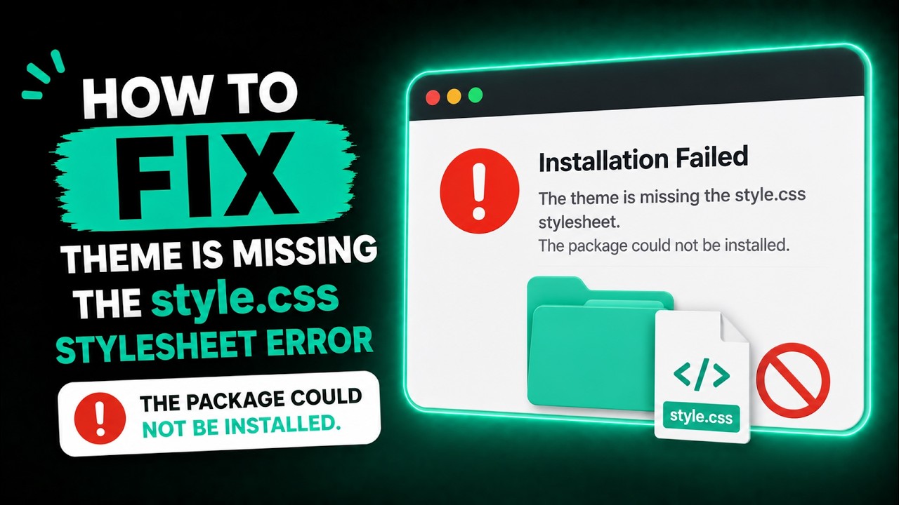 How To Fix Theme is Missing the style.css Stylesheet Error | The Package Could Not be Installed.