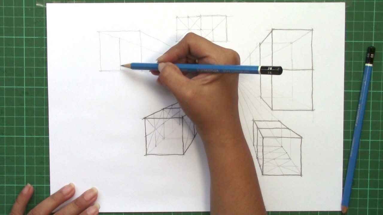 Como dibujar cubos con 1 punto de fuga, clonarlos