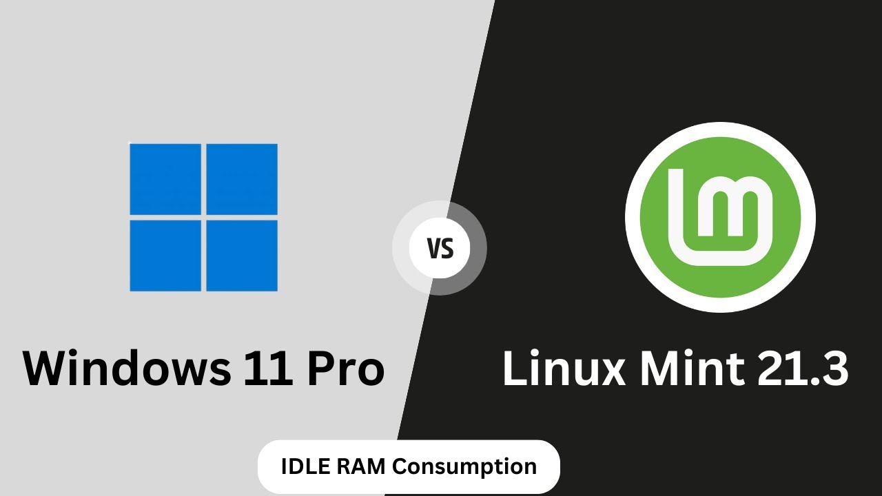 Windows 11 Pro vs Linux Mint 21.3  (RAM Consumption)