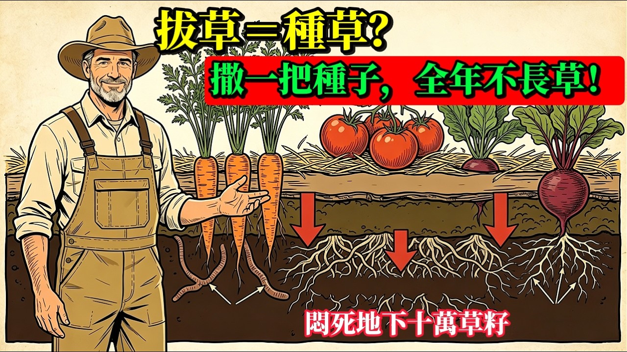 只要一把菜籽，雜草從此消失！徹底清空「雜草種子庫」的終極免除草神技！除草 #種菜技巧#雜草防治