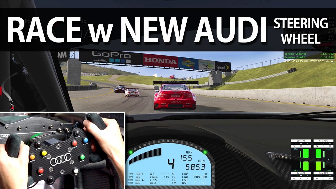 RACE w NEW DIY AUDI STEERING WHEEL | FANATEC CLUBSPORT