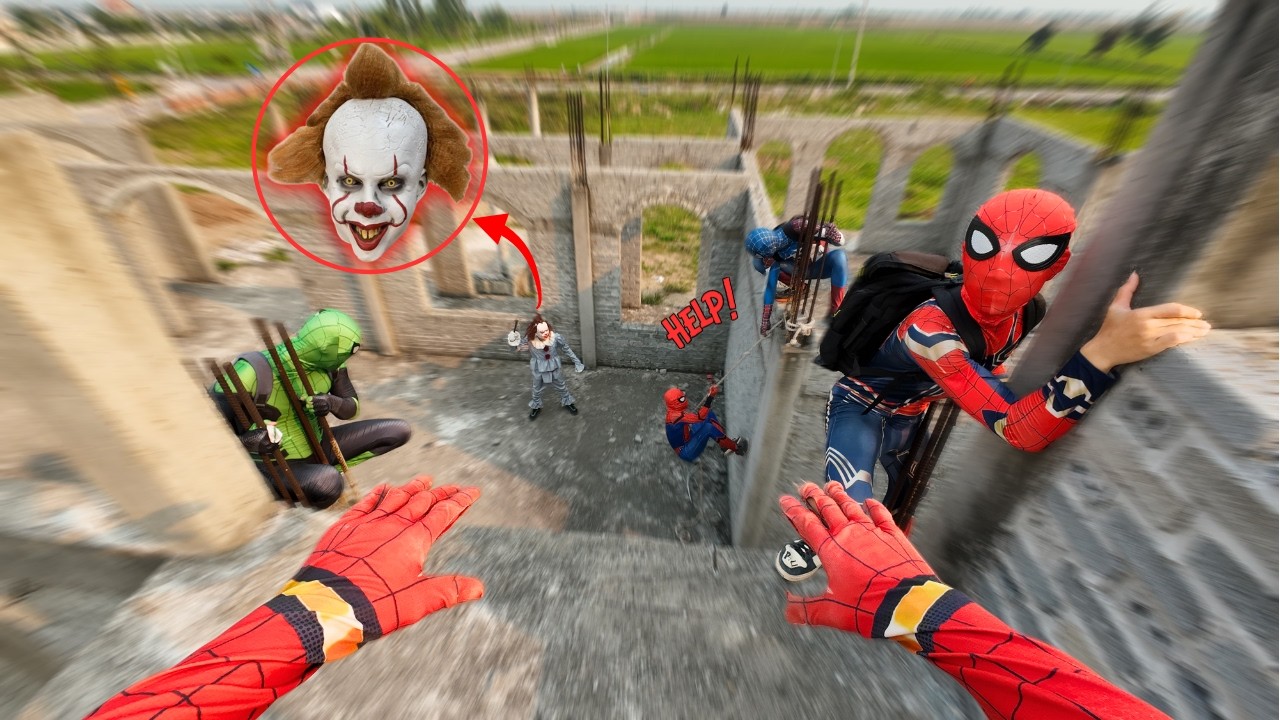 Team Spider-Man Rescues Friend From Kidnapper Pennywise in an Ancient Castle ( Action POV )