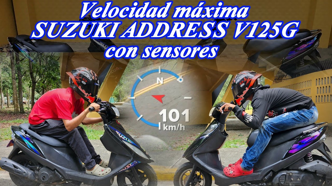 Probamos velocidad máxima de dos Suzuki address v125g con sensores. top speed con velocímetro go pro