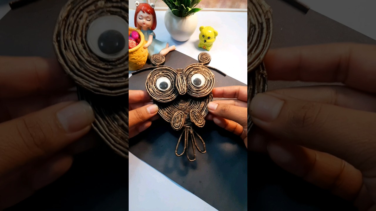DIY Newspaper Owl 😍 | Newspaper Craft 🖤 | DIY Owl Wall Decor #youtubeshorts #diy #craft
