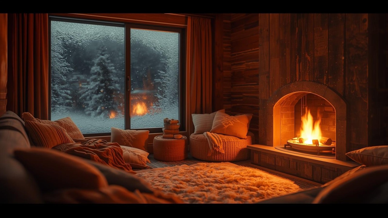 Cozy Cabin Night  Live ❄️ Fireplace & Cozy Winter Ambience for Relaxing / Sleeping