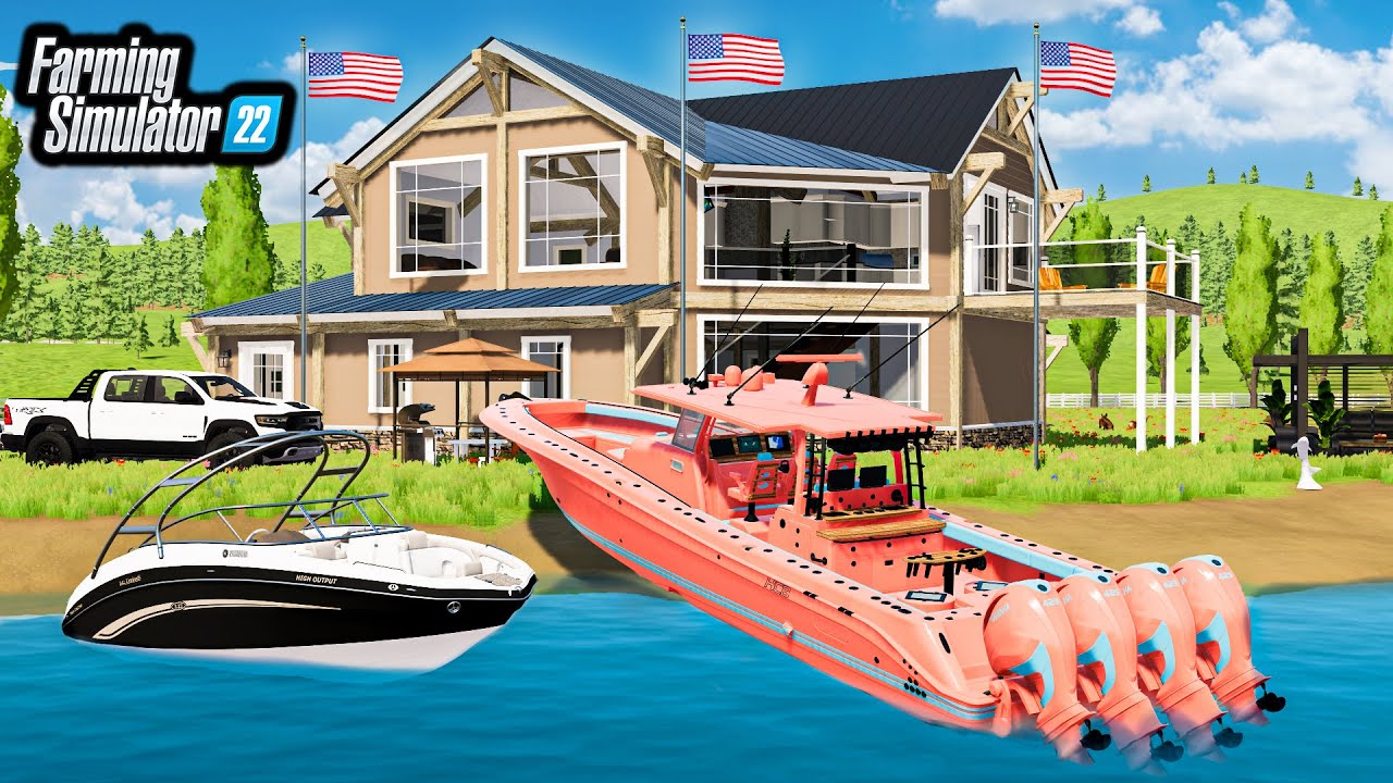 BUILDING $2,999,999 LAKE HOUSE! (LUXURY TRUCKS & BOATS) | FS22