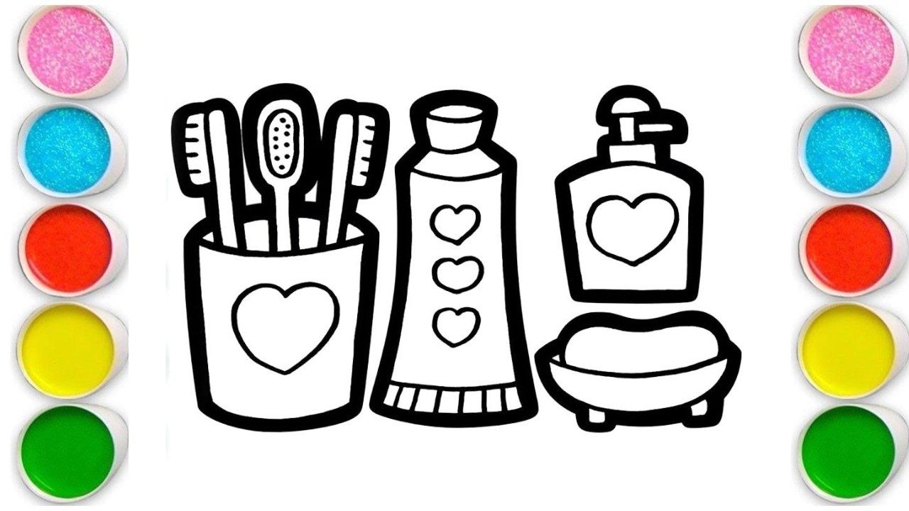 Toothbrush and toothpaste Drawing, Painting & Coloring For Kids and Toddlers_ Child Art