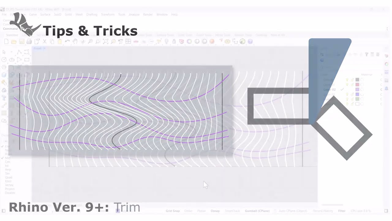 The new Fence option in the Trim command in Rhino 9