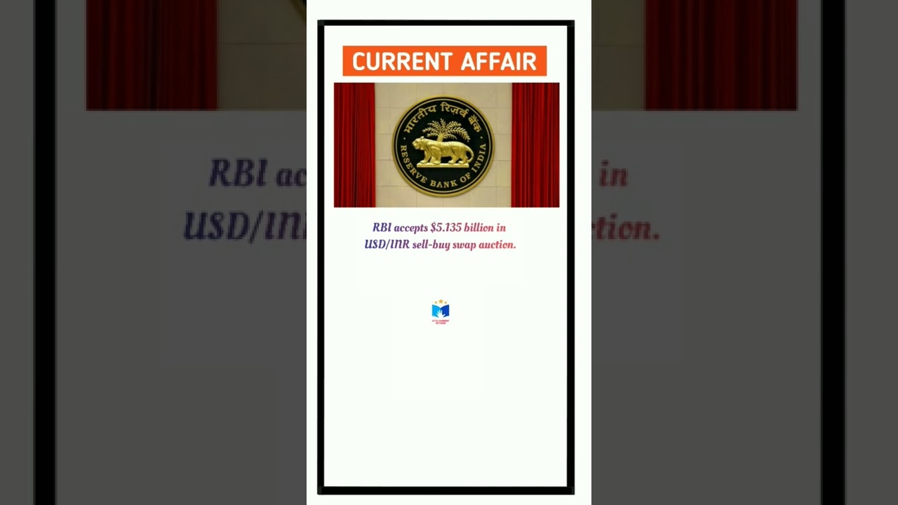 RBI accepts $5.135 billion in USD/INR sell-buy swap auction.#shorts #youtubeshorts #rbi  #swap