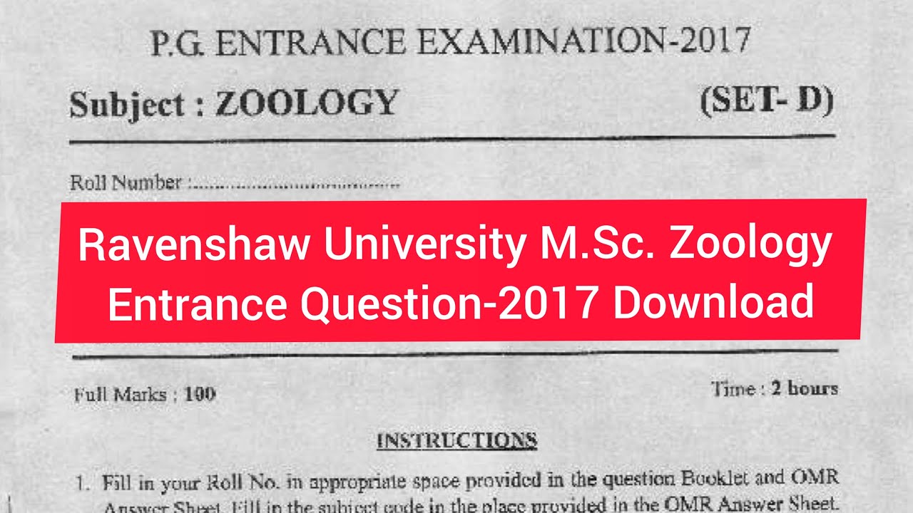 RU Zoology PG Entrance Question -2017