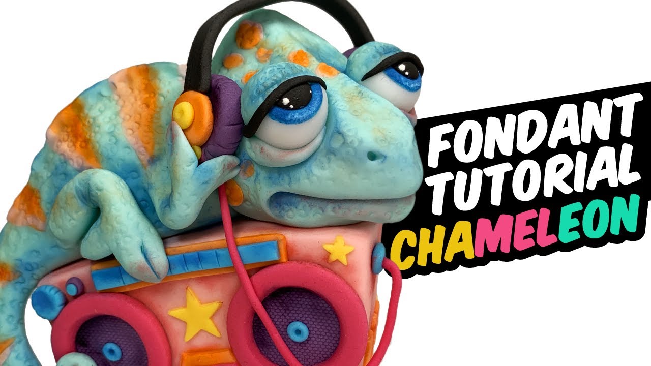 Fondant tutorial | CHAMELEON | cake topper