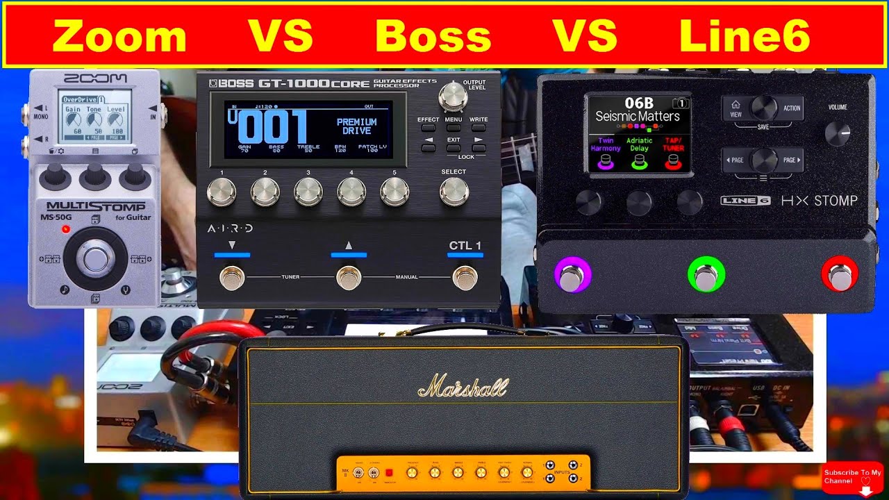 Zoom MS-50G VS  Boss GT-1000 Core VS Line6 HX Stomp / Marshall Plexi 1959 / All Settings Same