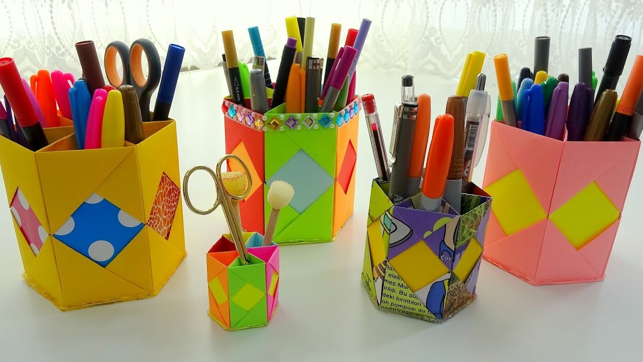 BU KALEMLİKLERE BAYILDIM! (Origami Kalemlik Yapımı) - Origami Pen Holder