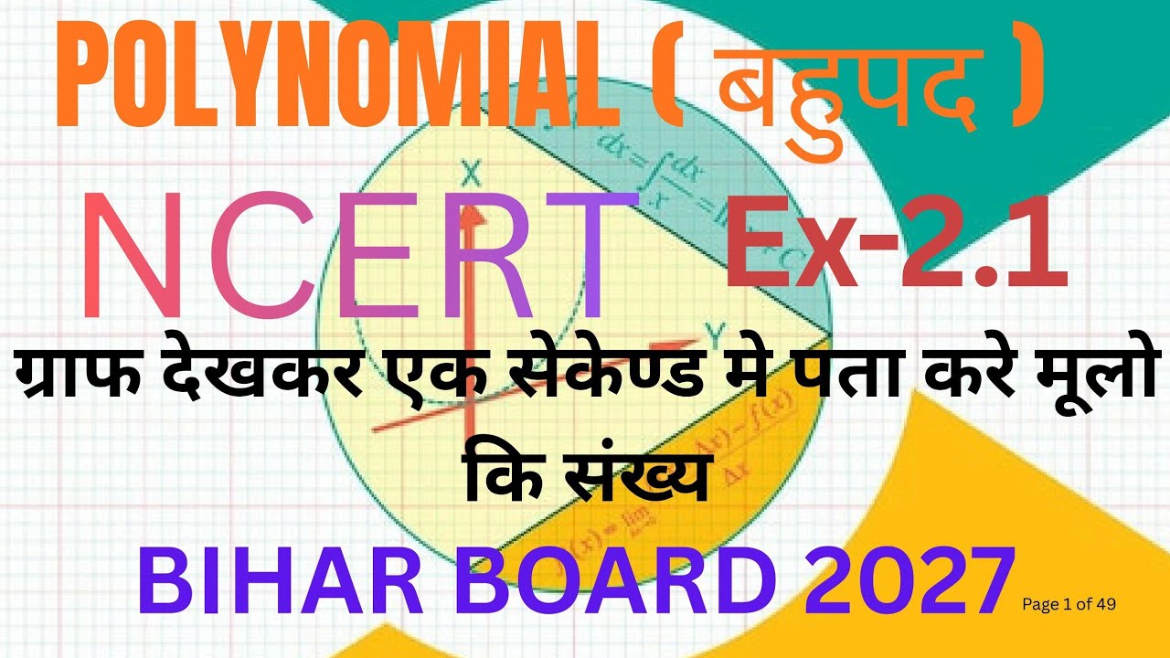 कक्षा 10 गणित | अध्याय 2 बहुपद | अभ्यास 2.1 | NCERT समाधान