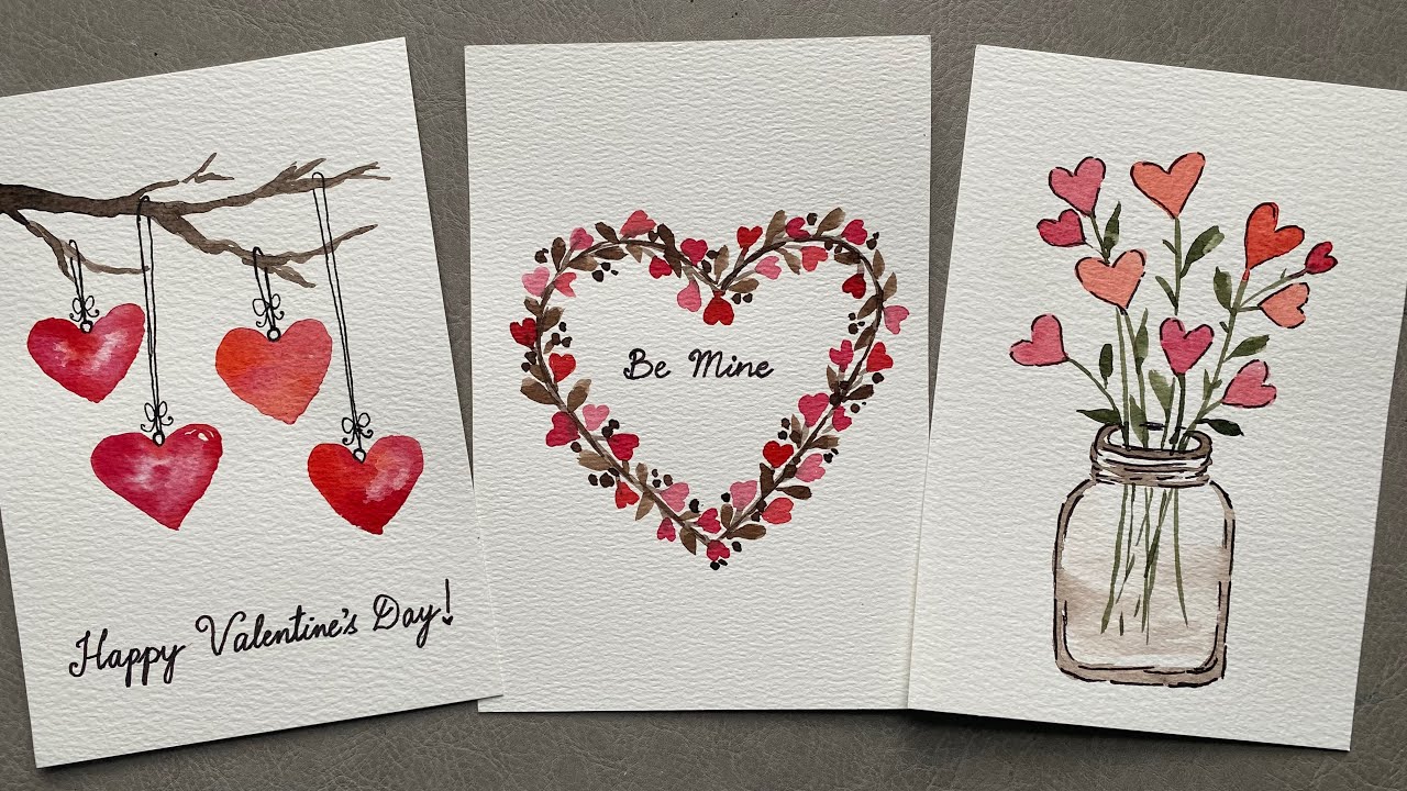 3 Easy Watercolor Valentine’s Cards for Beginners 
