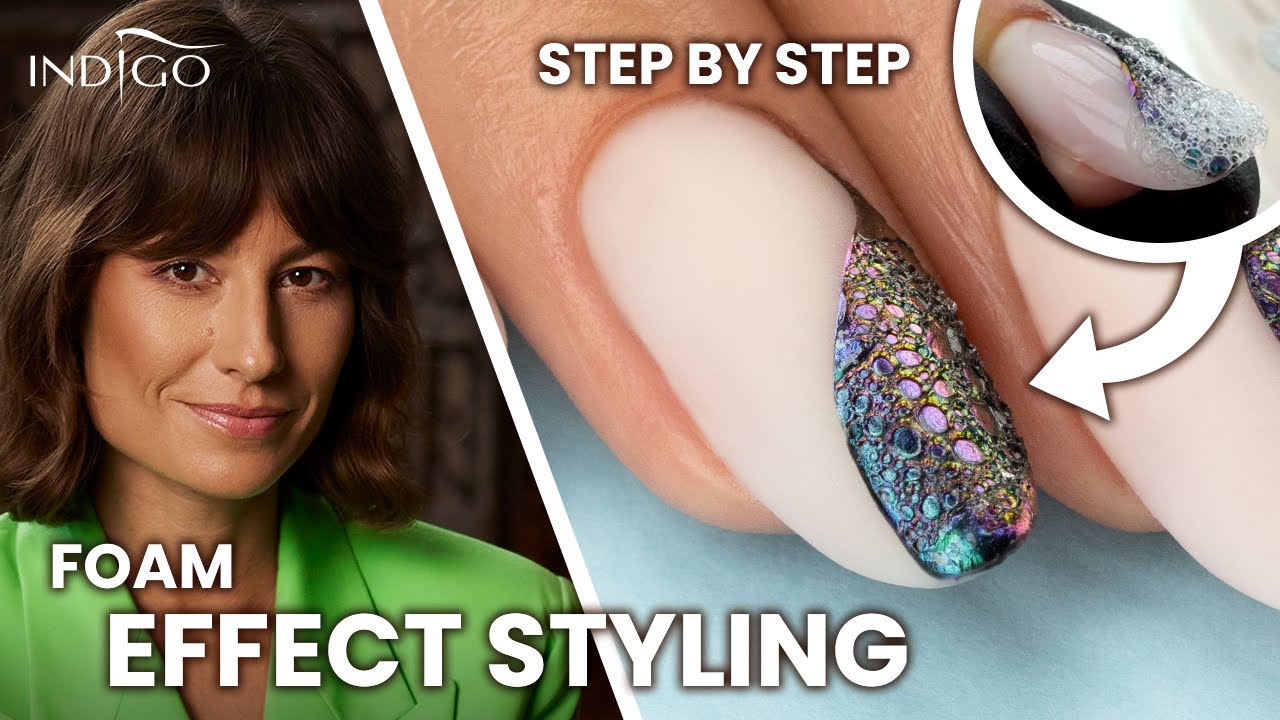 Foam on nails - how to make BUBBLE NAILS step by step - foam nails tutorial | Indigo Nails