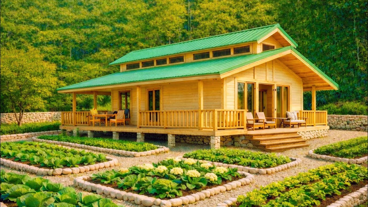 A new model wooden house was quickly built by the couple with two young children.