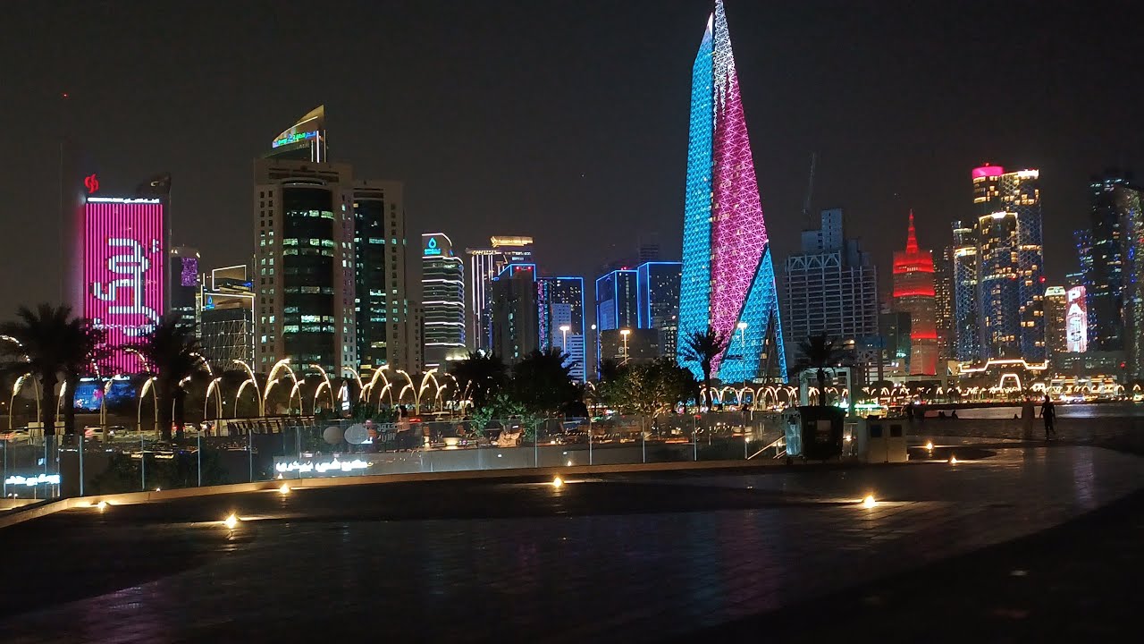 NIGHT VIEW AT CORNICHE DOHA QATAR