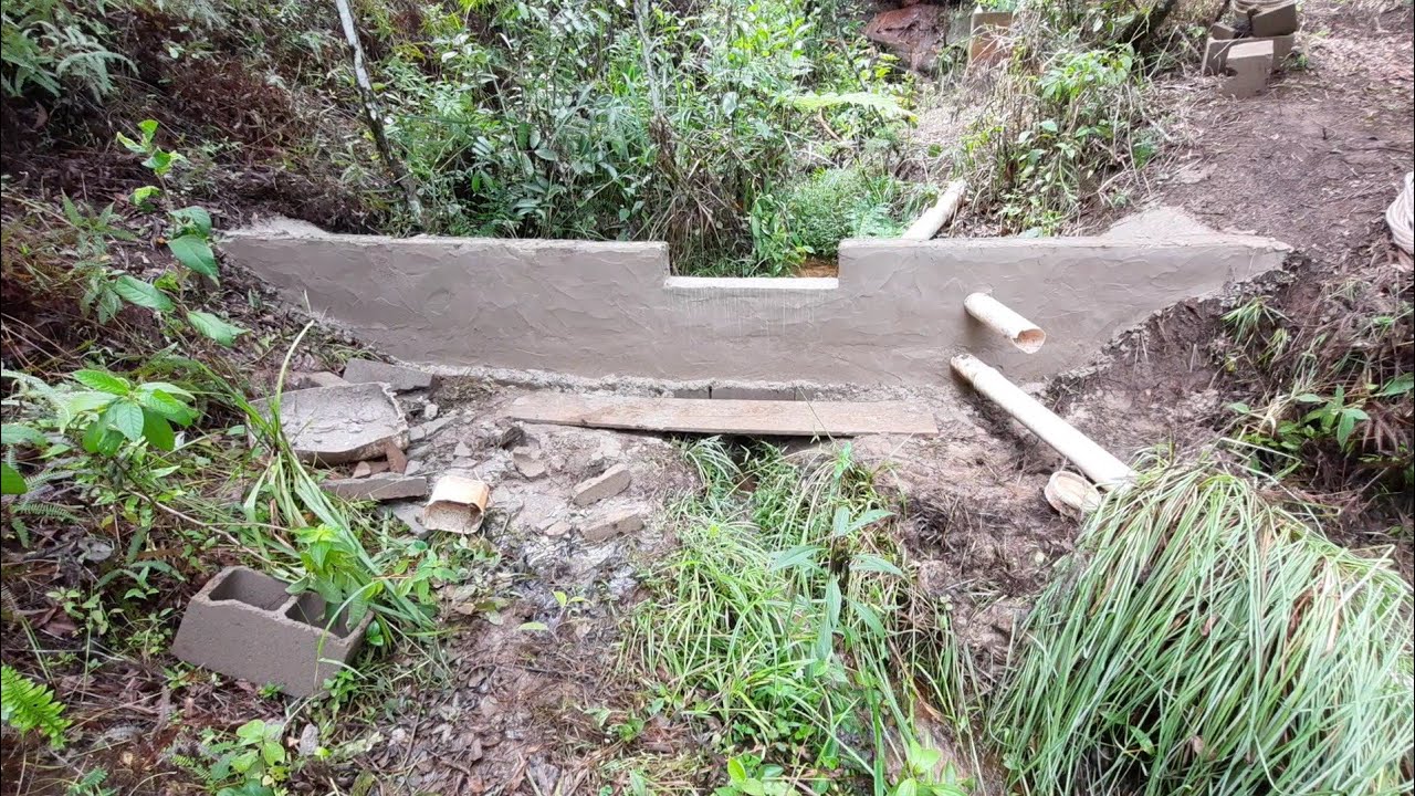 Passo a passo de como fazer barragem e base de alvenaria para bomba de roda dágua! Parte 2