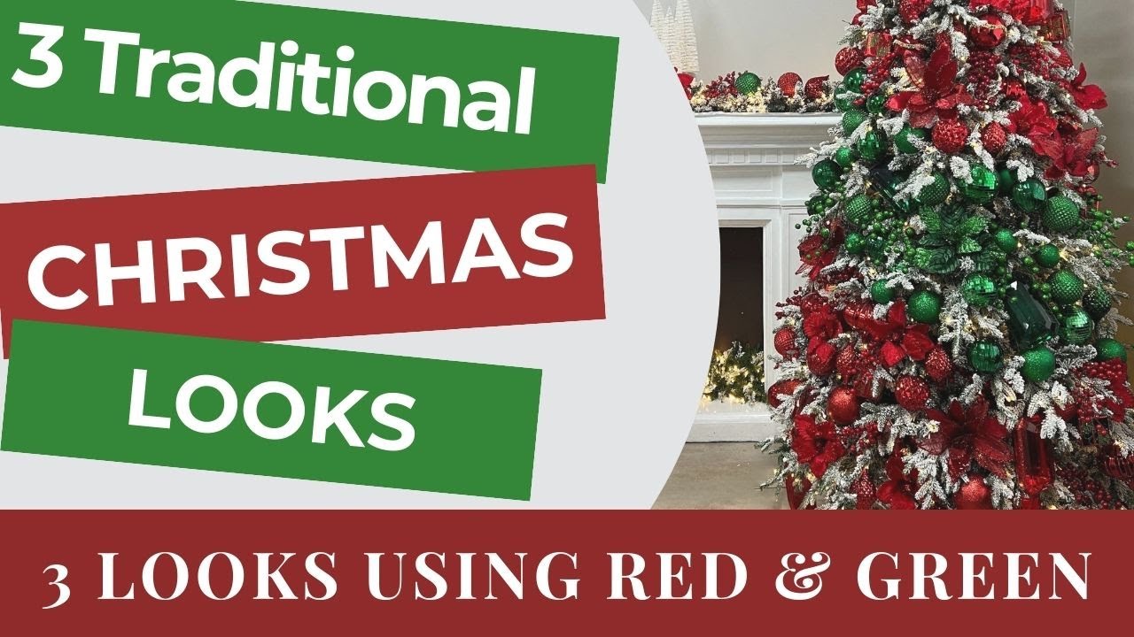 How to create 3 Stunning Christmas Tree looks with Red and Green decorations only.