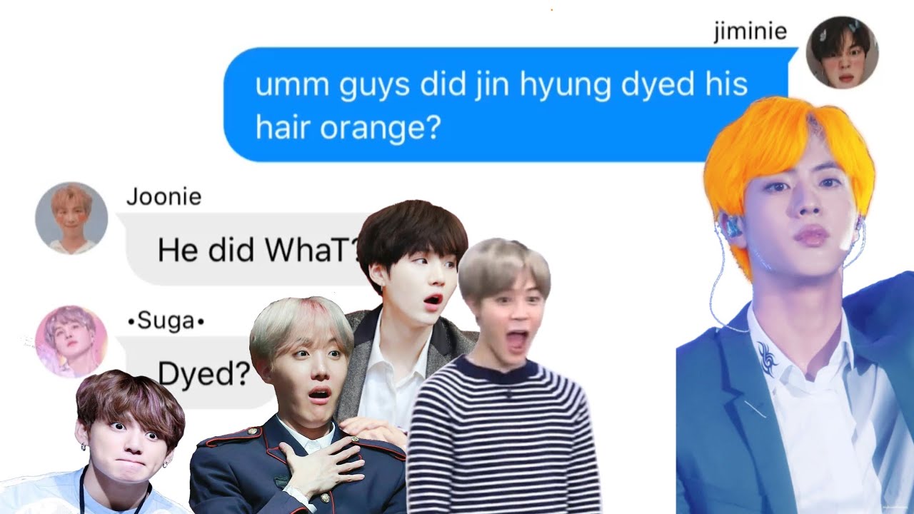 Bts texts+sticks animation | jin’s HAir iS orAngE!? 🍊