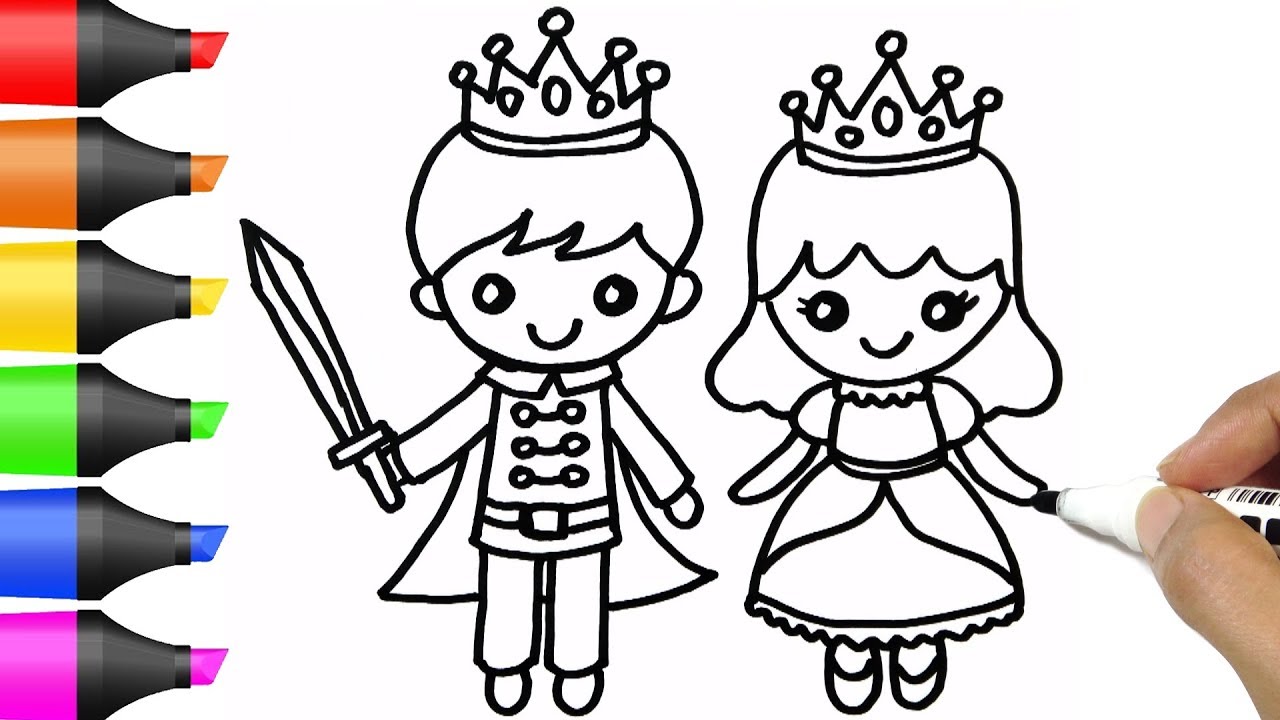 Drawing Cute Prince and Princess | Coloring Pages | BOBO Cute Art