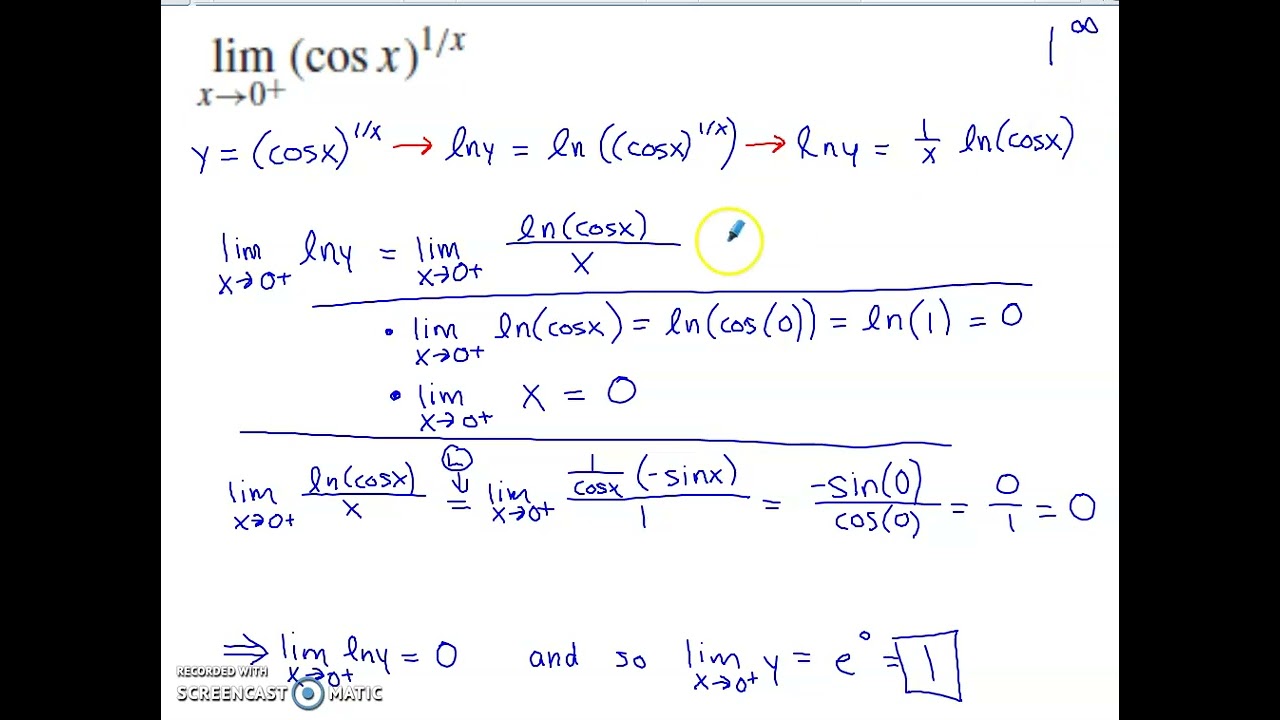 Exponential Indeterminate Forms and Evaluating a Limit with Logarithms