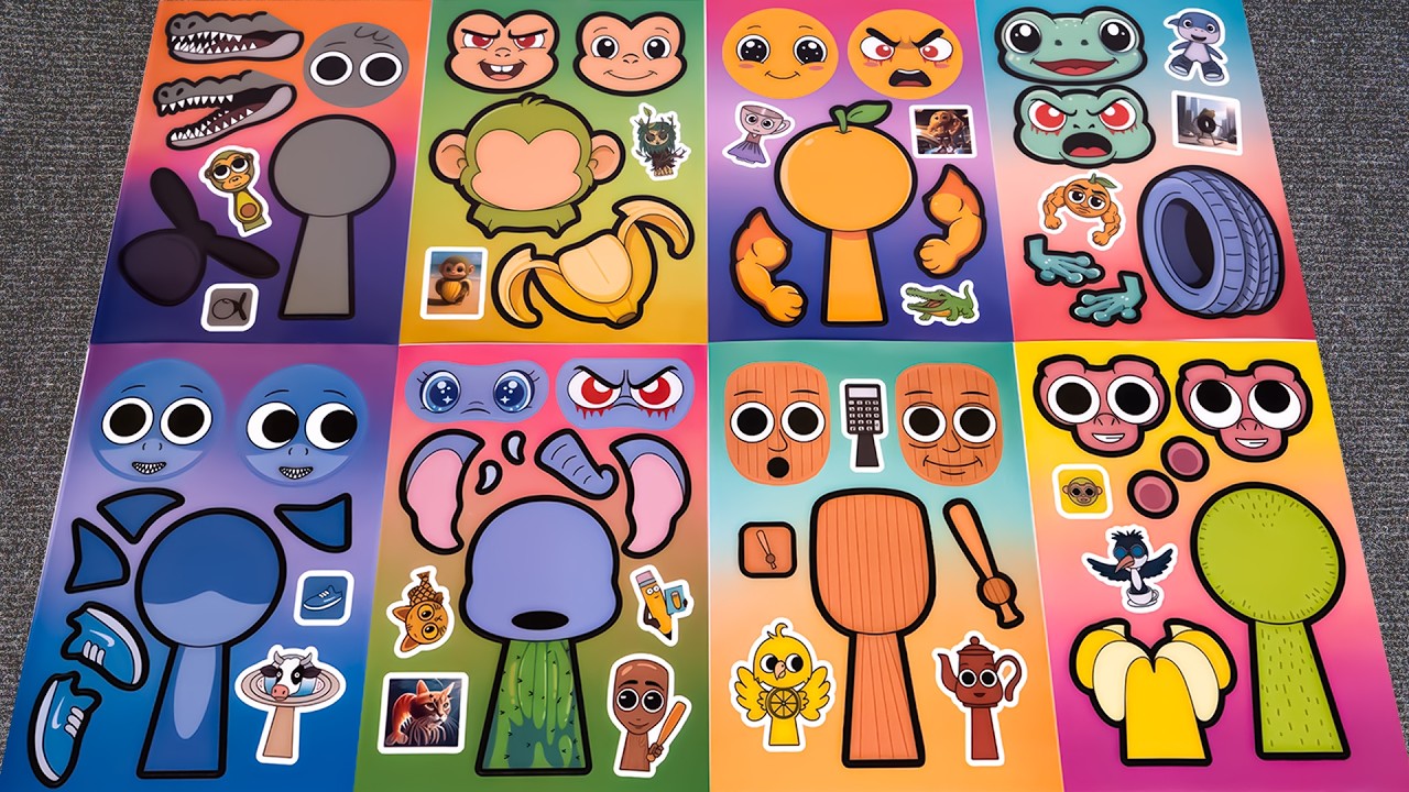 BRAINROT Sticker Book Funny💚 with Tung Tung Tung Sahur & Crocodillo Ananasinno | ASMR DIY