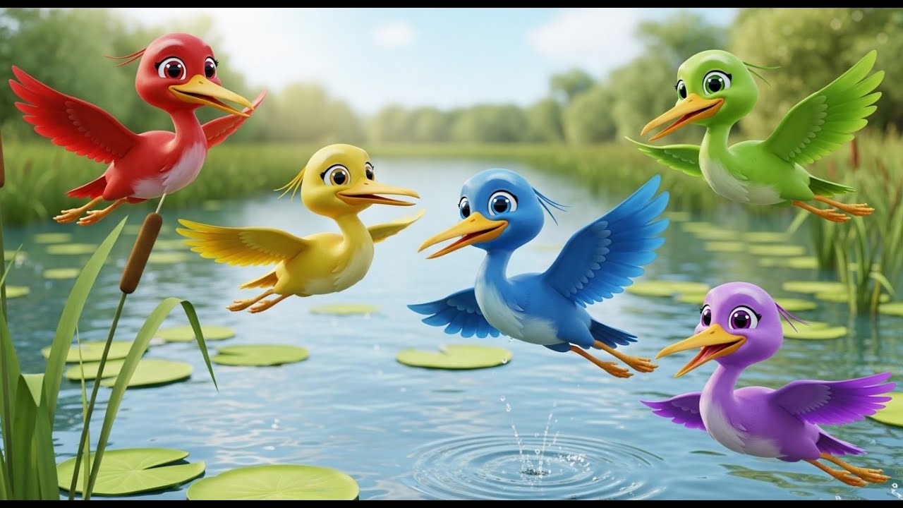 Cinco Garcitas Pequeñas Planeen, Planeen | Canciones de Aves y Rimas Infantiles