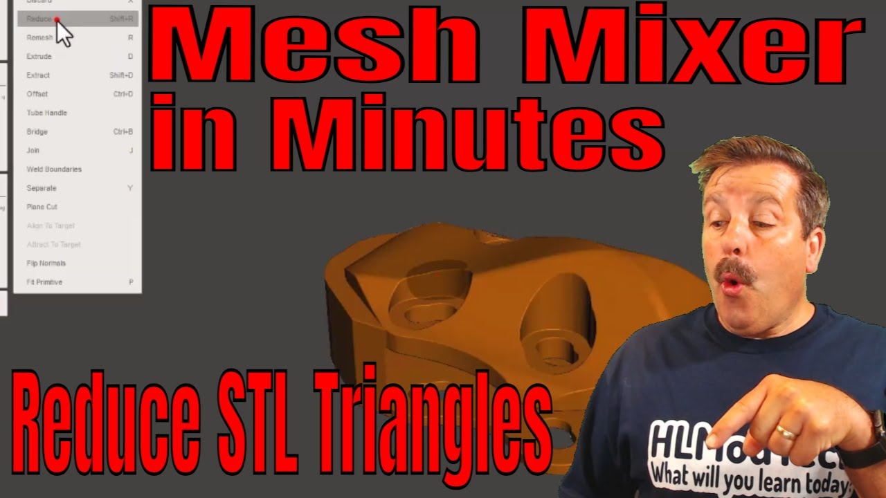 Reduce STL file triangles & size with Meshmixer Tinkercad Import steps