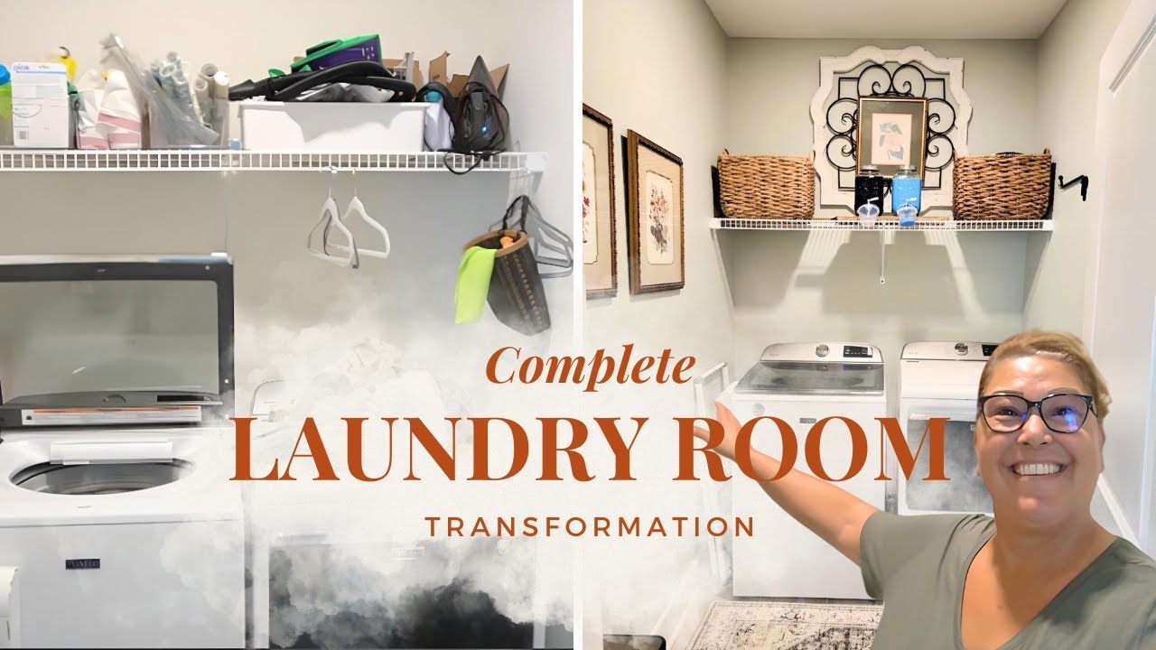Laundry Room Makeover: Watch Me Paint And Add Vintage Art For A New Look!