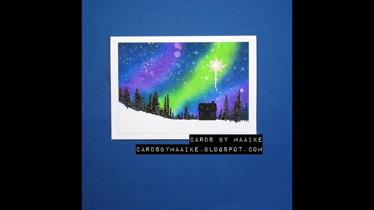 Merry Christmas   Northern Lights with Distress inks