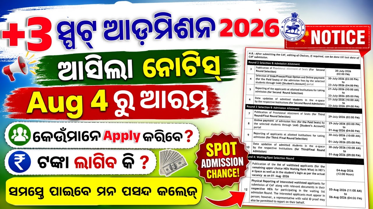 +3 Spot Admission Apply Online 2026। Plus 3 Admission Apply Date , Eligibility And Documents । 