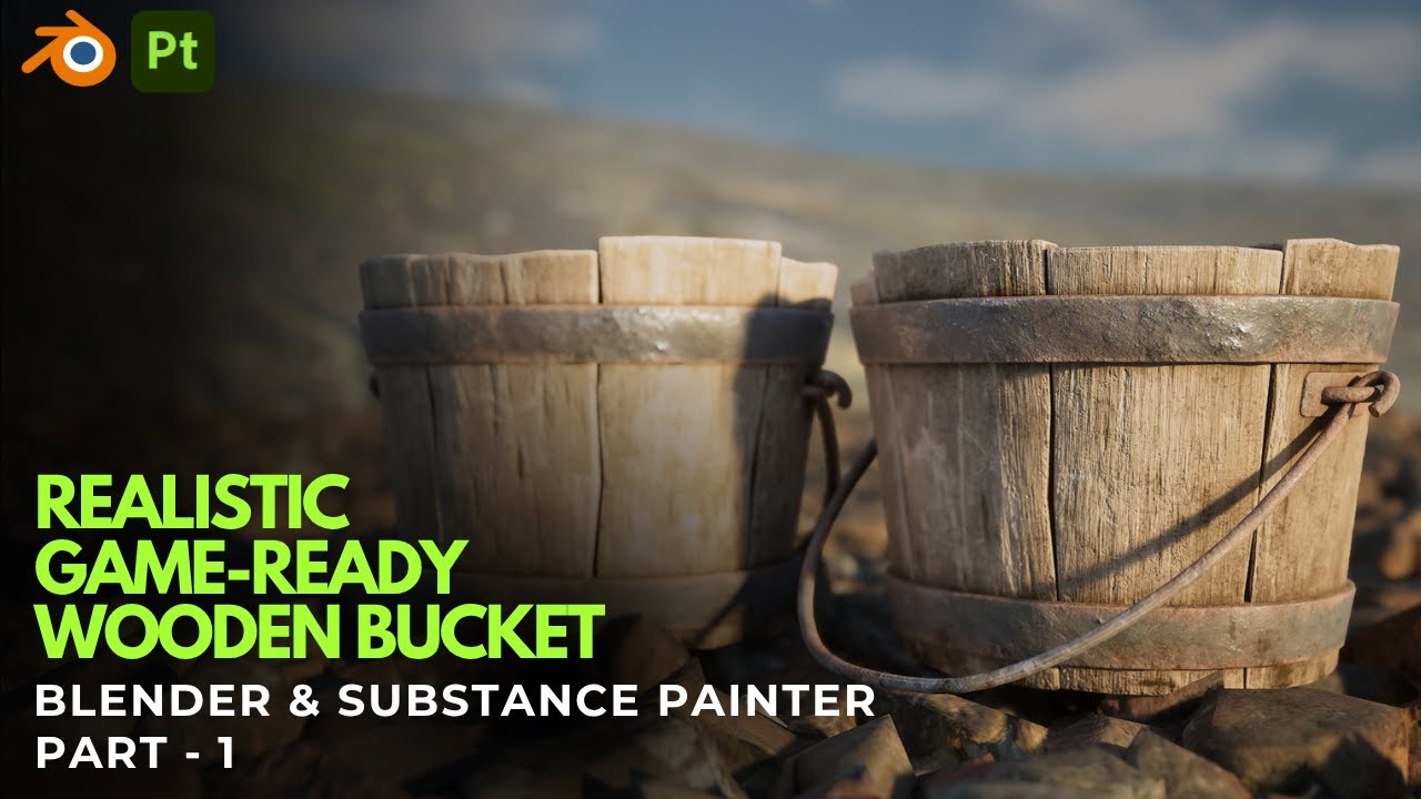 Blender & Substance Painter | Realistic Wooden Bucket | Game-ready | Part 1