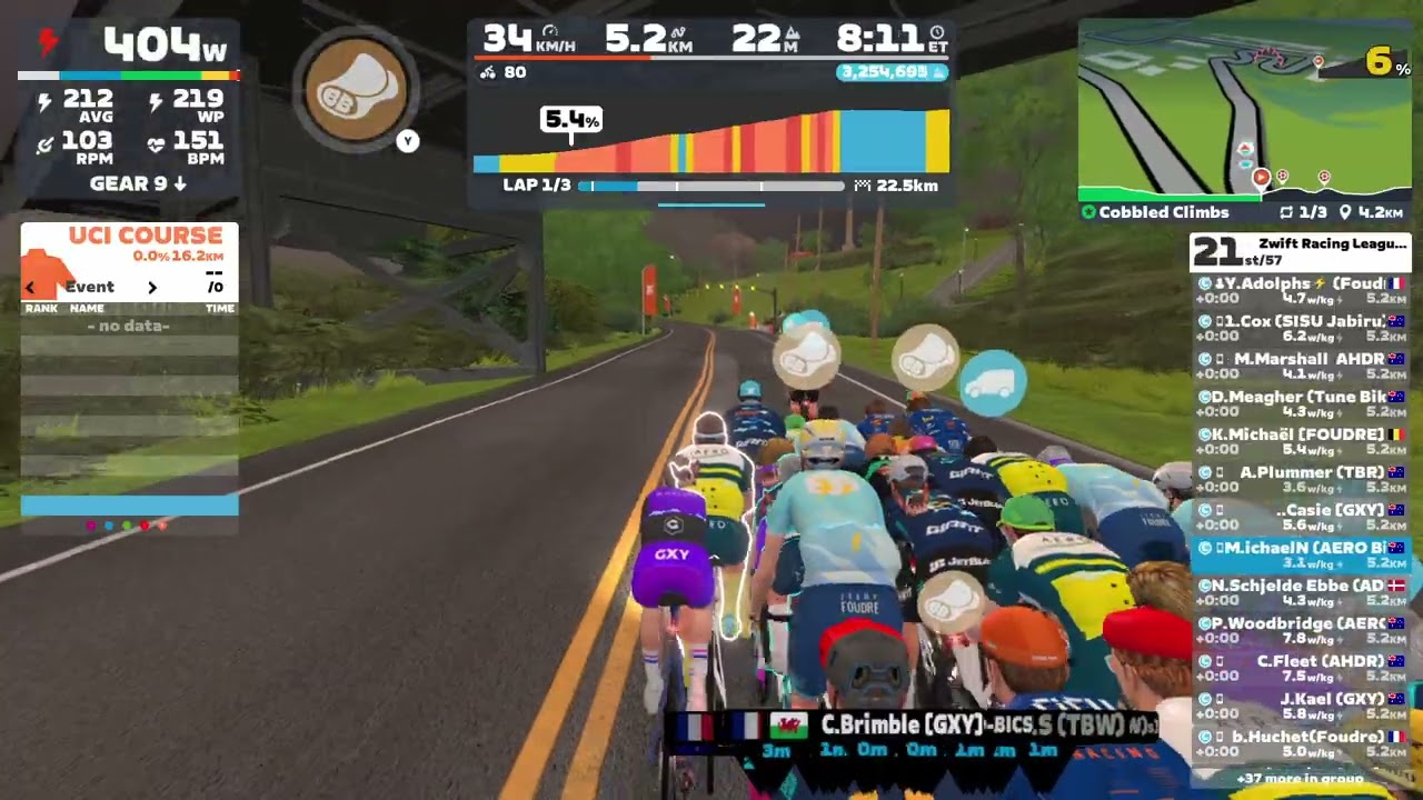 Zwift Racing League: Redline Rally - Open Pink League Division1 (C) on Cobbled Climbs in Richmond