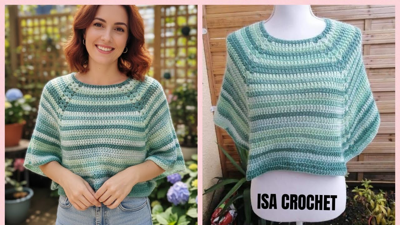 TUTO Cape Chauffe épaules ou Poncho *GREEN* au crochet total débutant