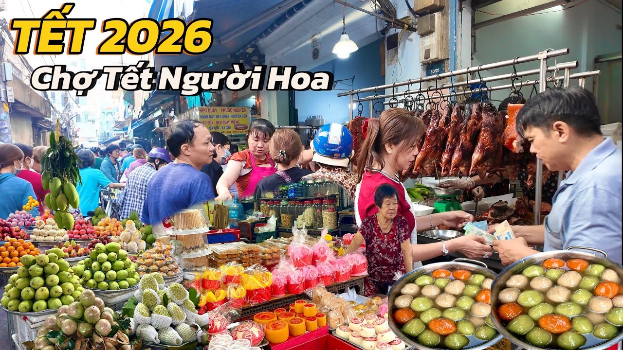 Quá Khủng Chợ Thiếc Của Người Hoa Ngày Tết Đông Chí Đông Vui Heo Quay ,Chè ,Trái Cây Tươi Ngon 