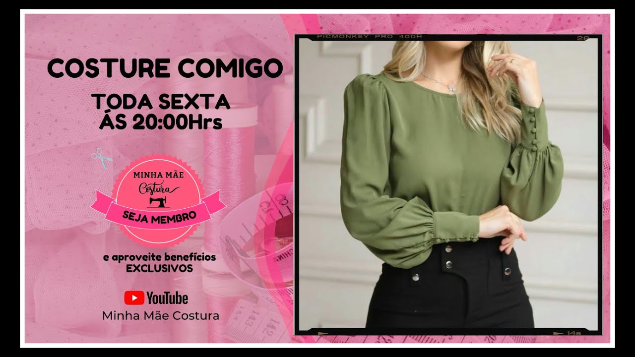 COMO COSTURAR BLUSA COM GOLA CARECA E MANGA COM PUNHO LARGO _ PASSO A PASSO