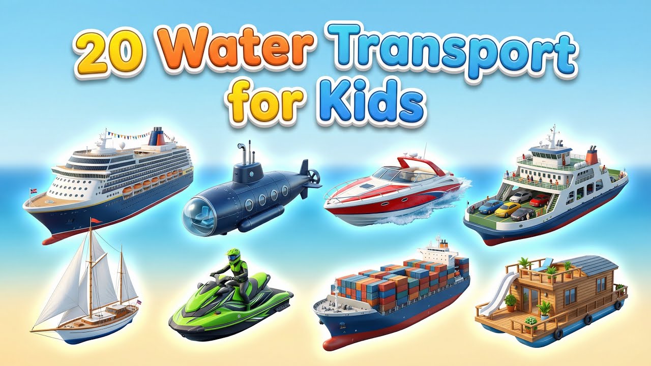 20 Water Transport Names for Smart Kids 🚢🚤 | Learn Boats & Ships in Hindi-English