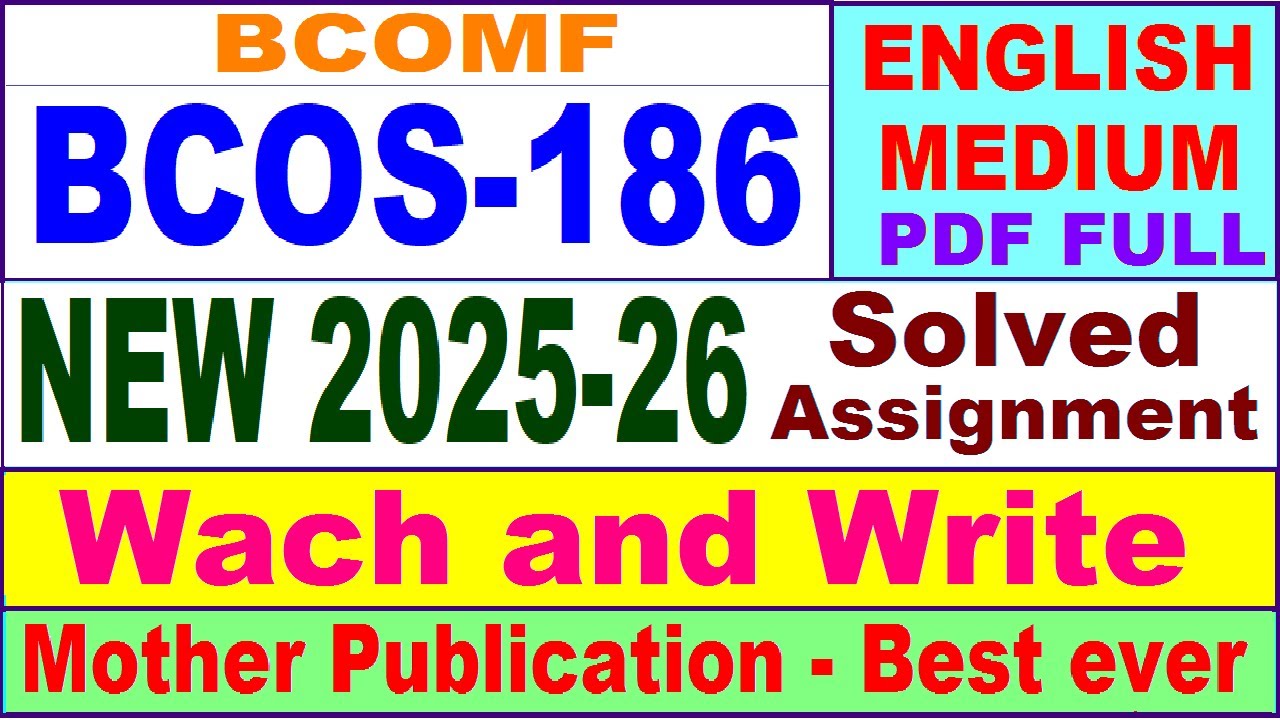 BCOS 186 solved assignment 2025-26 in English || bcos 186 solved assignment 2026 || ignou bcos186