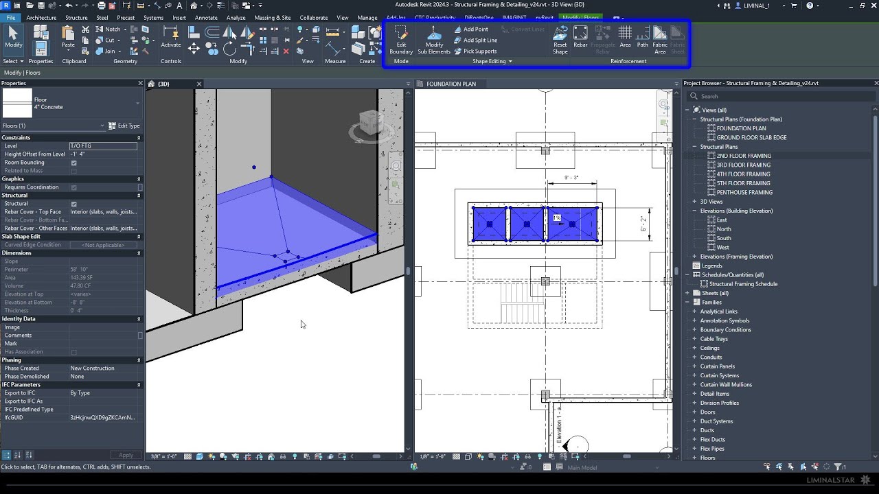 Shape Editing & Modifying Sub-elements of Variable Thickness Floors in Revit 2024