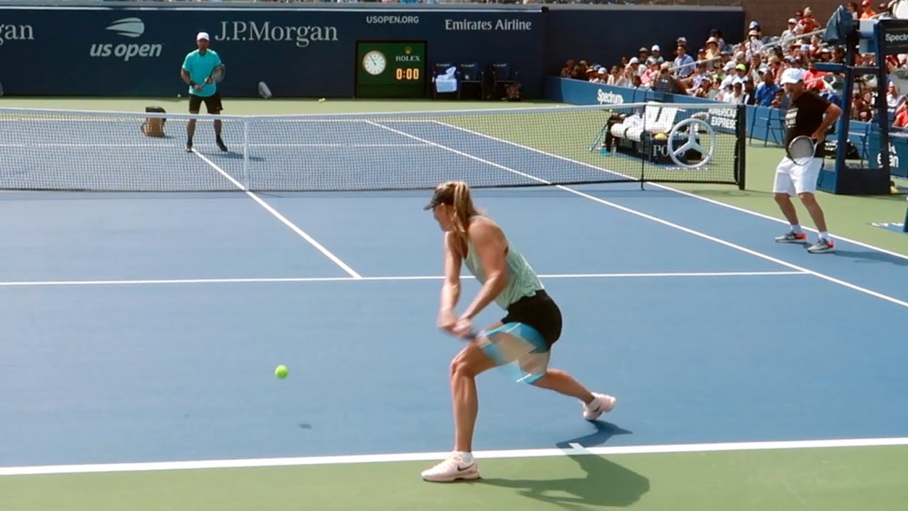 Maria Sharapova Intense Training Court Level View - WTA Tennis Practice
