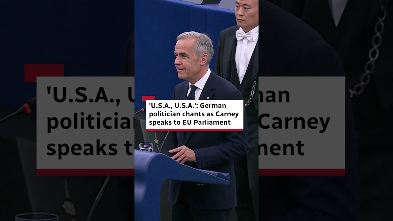 'U.S.A., U.S.A.': German politician chants as Carney speaks to EU Parliament