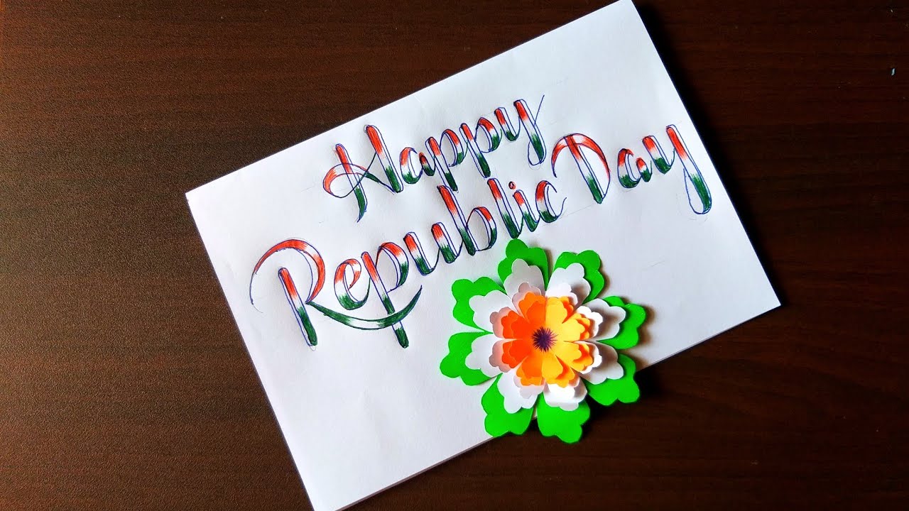 happy republic day  // how to write happy republic day calligraphy  // tricolor flower craft 