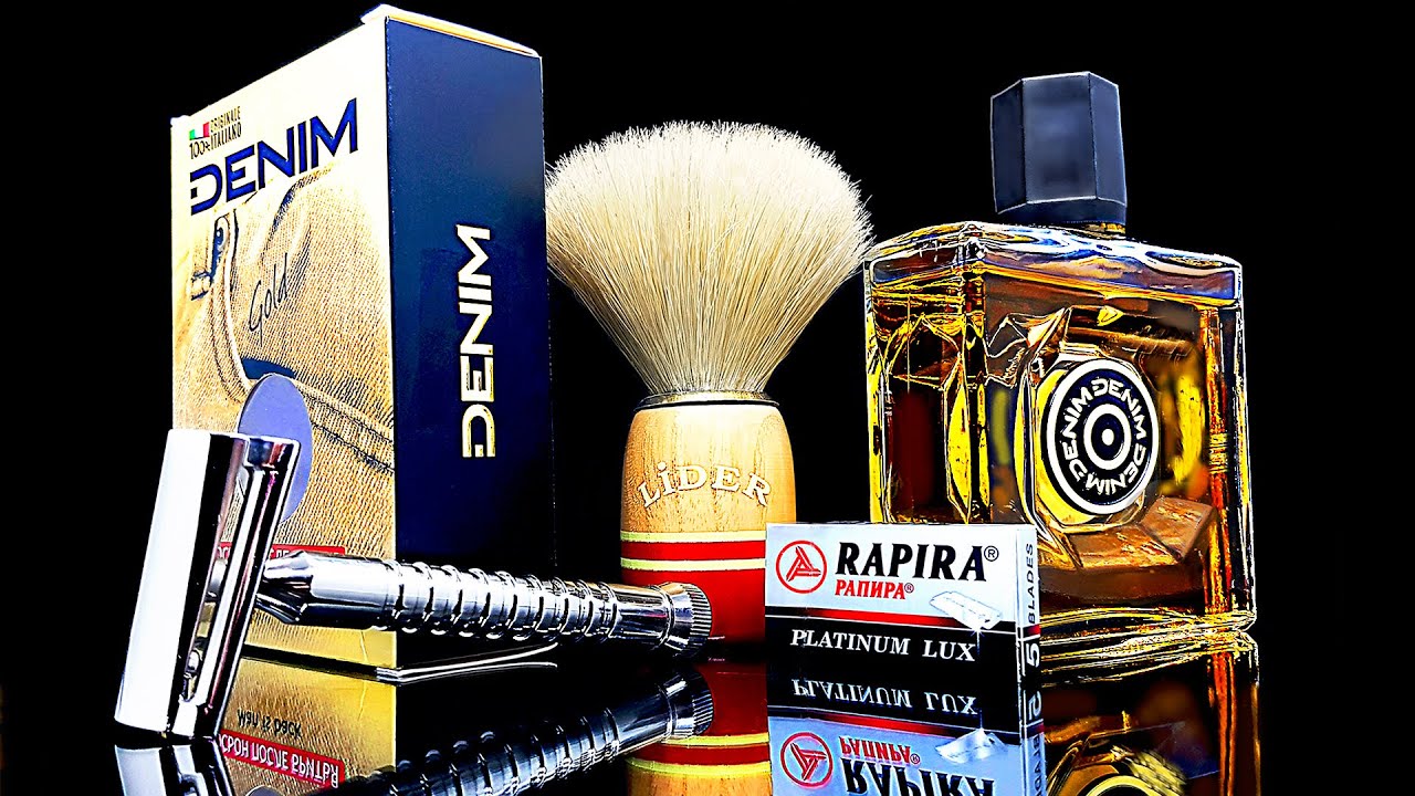 Бритьё! RazoRock Wunderbar Slant, Denim Gold, Derby, Lider Brush, Rapira
