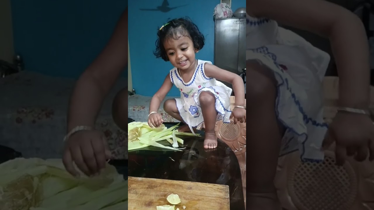 মা মেয়ের ভুট্টা বানানোর গল্প🌽 #baby #cute #babygirl #fun #viralvideo #trending #Joyeeandmom