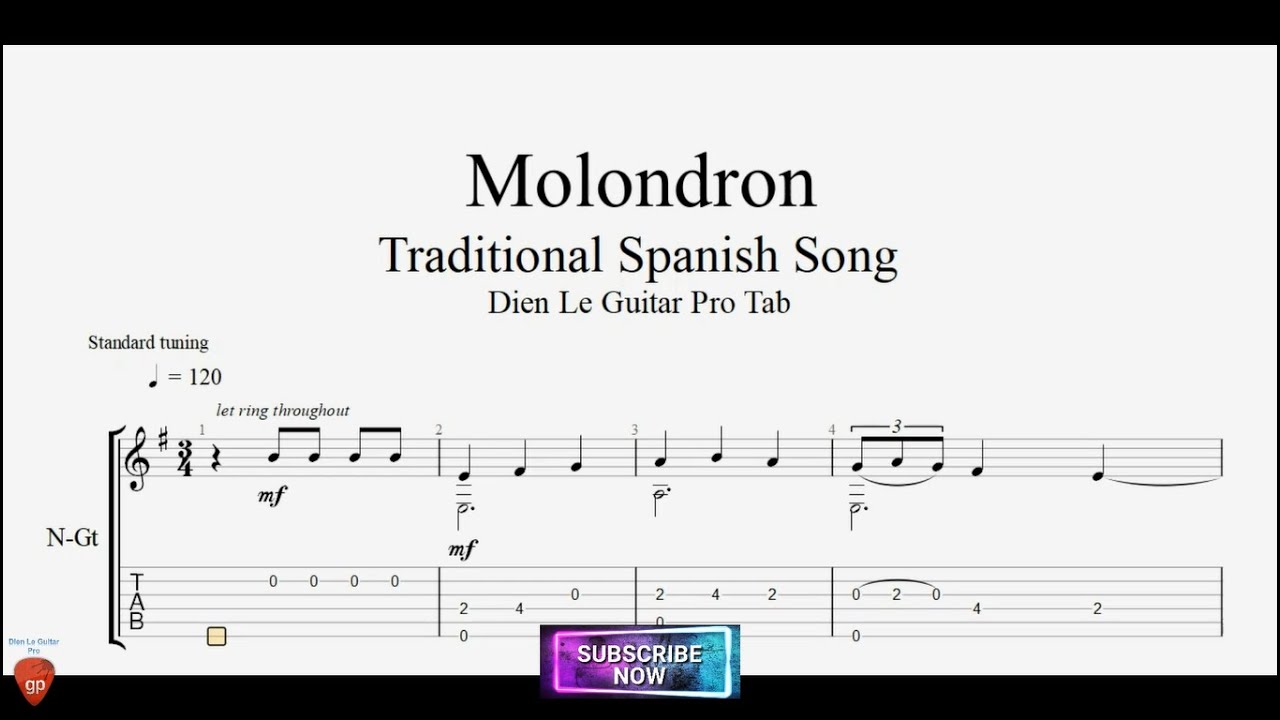 (Traditional Spanish Song) Molondron with Guitar Tutorial FREE TABs