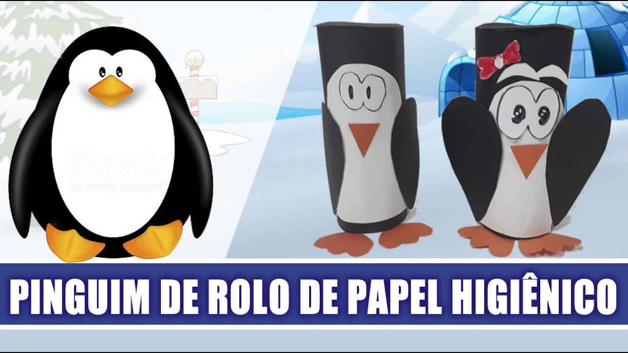 Pinguim de rolo de papel higiênico