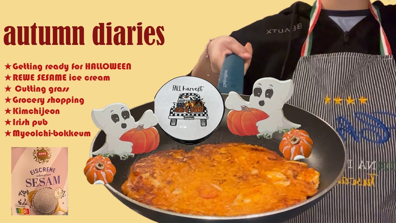 🍂October in Germany🇩🇪 Halloween decoration HUNTING🎃. Trying Viral REWE Sesame 🍨. Cooking K- food